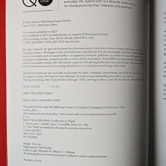 Sports Cars Hardbound Book ©2022 320-Page Full Color EUC* - Picture 3 of 4